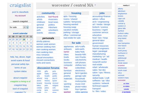 <strong>craigslist</strong> provides local classifieds and forums for jobs, housing, for sale, services, local community, and events. . Craigslist of worcester